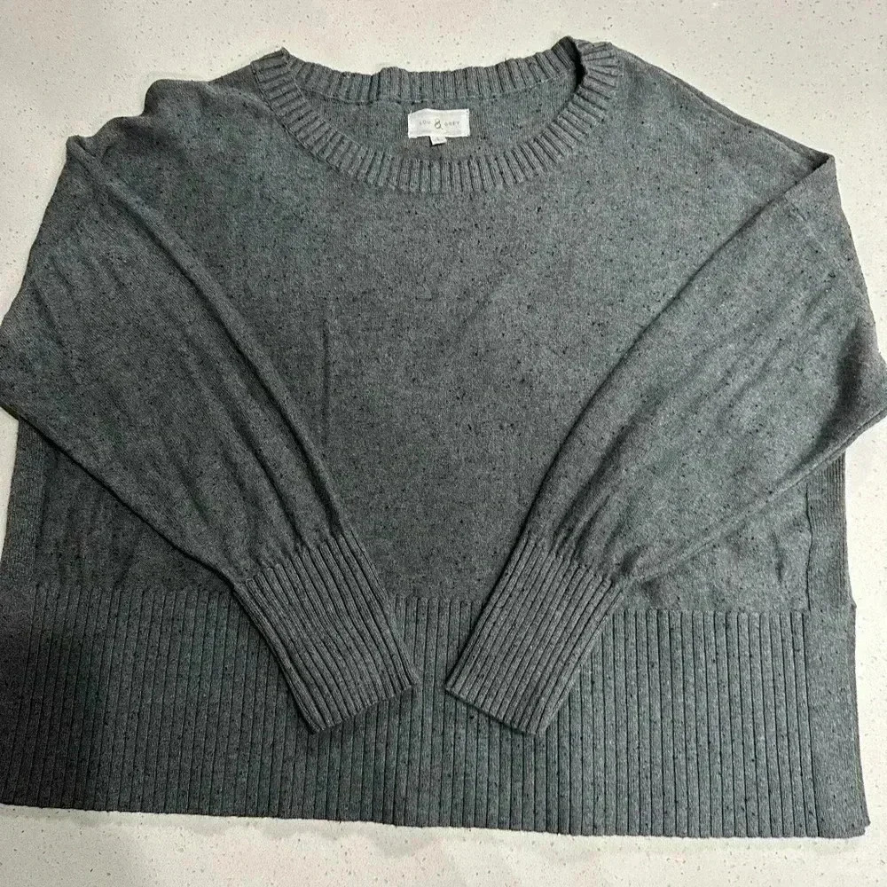Lou&Grey women’s pullover cropped sweater Gray L lightweight boxy slouchy boho - Picture 6 of 7